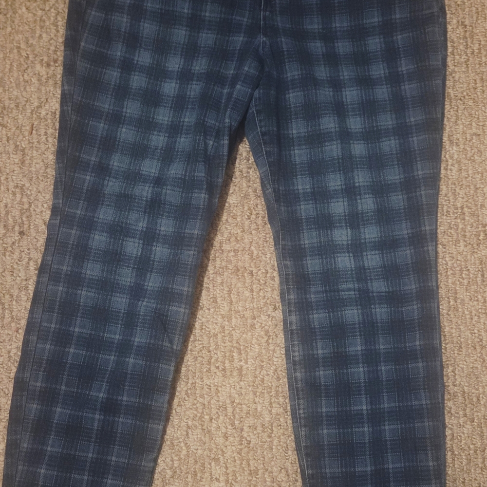 SKINN Women's Plaid Navy Skinny Jeans